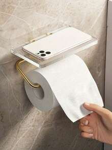 1PC Bathroom Toilet Paper Holder Stand Multi Functional Storage Rack For Cosmetics Organizer Cellphone Shelf Wall Mount Rustproof Durable Space Saving Accessory For Bathroom Powder Room - Multicolor - View 4