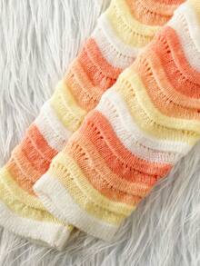 SHEIN Genkimix Kids Suéter ligero y lindo con patrón de ondas degradadas para niñas - Multicolor - Ver 7