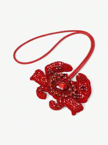 Viva Strut 1 Stylish Faux  Crab Beaded Bag Accessory Buckle, Suitable For Decorative Handbags, Messenger Bags, Backpacks, Etc - Red Crab - View 2