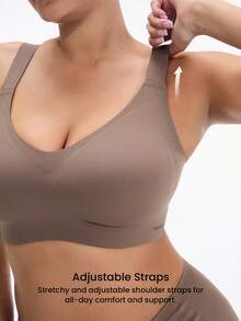 LUVLETTE Plus Earth Tone 無線全罩式無痕側撐休閒內衣 Bralette 運動運動內衣 不顯內衣痕 基礎款 SizeFreedom Bra - 棕色 - 查看 5