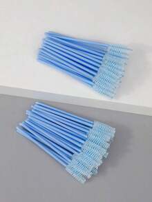 200pcs Disposable Eyelash Brush, Eyelash Comb, Makeup Brush, Makeup Applicator, Eyebrow Comb, Eyelash Applicator, Eyelash Brush, Eyebrow Applicator, For Eyelash And Eyebrow Makeup, Color: Blue - Multicolor - View 7