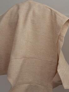 SHEIN EZwear 女款春季新款杏色梭織薄款西裝外套，適合秋冬穿著 - 卡其色 - 查看 6