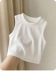 Baby Girl Mock Neck Tank Top - White - View 1