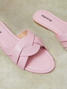 Styleloop Ladies Cross Slippers, Holiday Style Fresh Leisure Comfortable Beach Sandals - Pink 01 - View 3