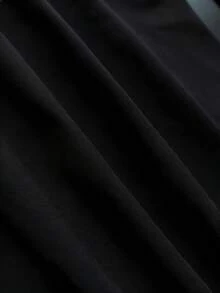 GlowEve 女款夏季針織彈性修身V領抽繩圍巾領短袖休閒優雅T恤 - 黑色 - 查看 4
