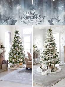 One-Piece White Christmas Tree Skirt Plush Christmas Tree Skirt Christmas Tree Apron Plush Tree Skirt Christmas Tree Venue Decoration Tree - White - View 5