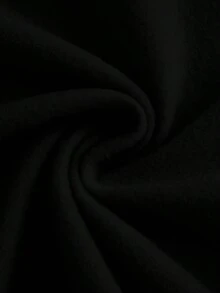 SHEIN EZwear 休閒極簡復古風馬標誌印花寬鬆長袖拉鍊抽繩加厚運動衫，適合女性，適用於秋冬 - 黑色 - 查看 5
