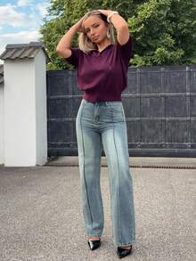 Jeta Ari Celana Jeans Denim Wanita Model Longgar, Warna Washed, untuk Bisnis Kasual, Musim Semi & Musim Panas/Gugur - Biru - View 4