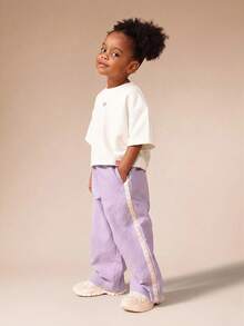 SUMWON Girls Oversized Fresh Bakery Graphic Back Print T-Shirt And Wide Leg Textured Lavender Pant Co-Ord Set - Lilac Purple - View 6