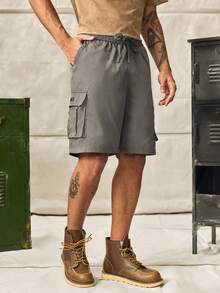 Norleigh Men's Loose Fit Drawstring Waist Flip Pocket Cargo Shorts - Dark Grey - View 7