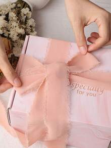 3 Rolls, 3colors, 1.5inch*5.5yards High-Quality Handmade Edge Chiffon Ribbon, Suitable For Wedding Invitations, Bridal Bouquets, Gift Packaging, DIY Crafts - multicolor - View 3