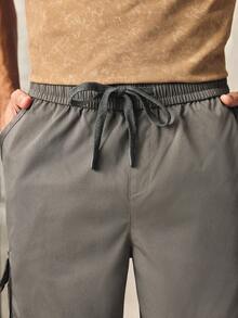 Norleigh Men's Loose Fit Drawstring Waist Flip Pocket Cargo Shorts - Dark Grey - View 5