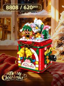 Mini Building Blocks Christmas Surprise Gift Box, DIY Assembly Bricks With Xmas House, Tree, Bells, Candy, Clockwork, Creative Desktop Ornament, Perfect Christmas Present - Multicolor - View 4