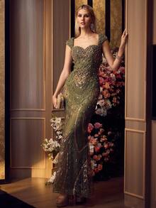 MOTF Soiréza SEQUIN BEADED EAMBROIDERY MERMAID HEM PROM DRESS - Olive Green - View 7