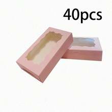 40pcs Disposable Paper Cookie Boxes With Clear Window - Square Packaging Boxes For Macarons And Donuts, Suitable For Parties, Birthdays And Festive Gatherings - Sturdy And Food Containers For Candy, Chocolate, Pastries, Party Favors, - Pink - View 6
