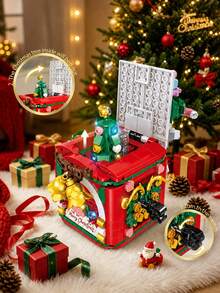Mini Building Blocks Christmas Surprise Gift Box, DIY Assembly Bricks With Xmas House, Tree, Bells, Candy, Clockwork, Creative Desktop Ornament, Perfect Christmas Present - Multicolor - View 2