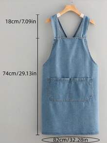 1 Buah Celemek Denim Kokoh Tahan Lama Unisex untuk Barista, Toko Roti, Kedai Teh, dan Pakaian Kerja Lainnya - Gaya tali - View 3