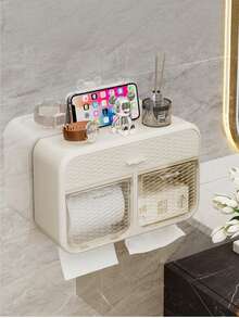 Wall-Mounted Toilet Paper Box Holder For Bathrooms. Toilet Paper Roll Box For Waterproof And Stain-Resistant Toilet Paper. - Multicolor - View 1