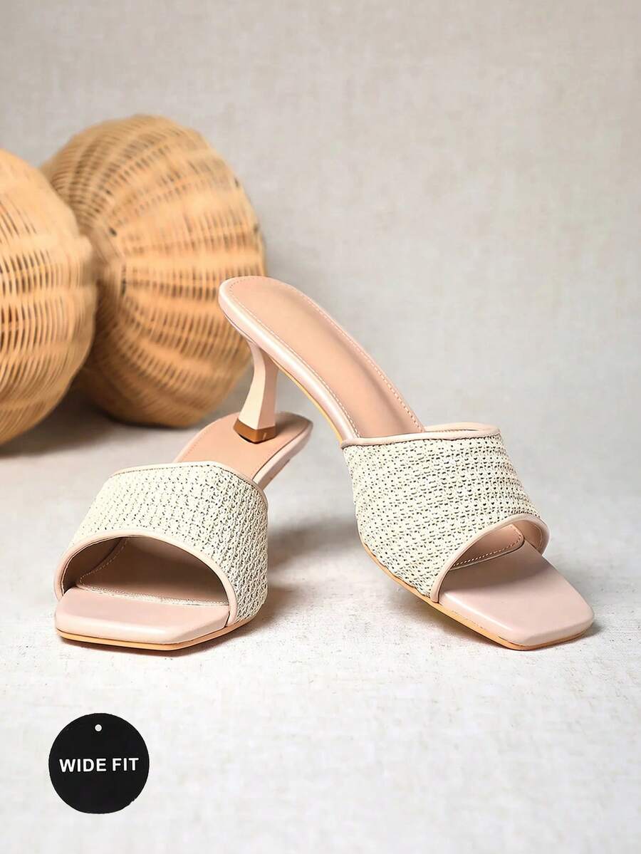 SHUZIA Wide Fit Women's Raffia Heeled Sandals For All-Day Comfort Mother's Day Present For Christmas Valentine's Day,Travel Essentials For Summer - Beige - View 1