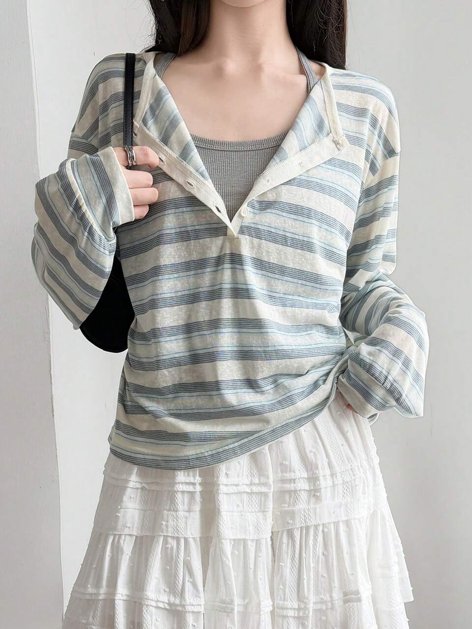 Women's Striped Loose Long Sleeve Casual Pullover T-Shirt Cute Tops