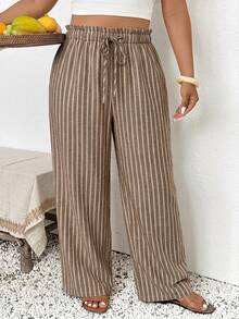 SHEIN Frenchy Pantalones Extra Grande - Caqui - Ver 6