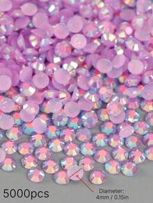 5000Pcs Bright Jelly AB Resin Rhinestones, Flat Back Multicolor Gems Bulk Pack, DIY Handmade Craft Supplies For Phone Case Cup Bottle Hat Fan Decoration - 4mm - View 11
