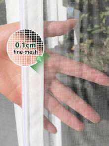 Zippered Self-Adhesive Mosquito Net, Suitable For Home Windows, Removable - White With White Edges - View 3