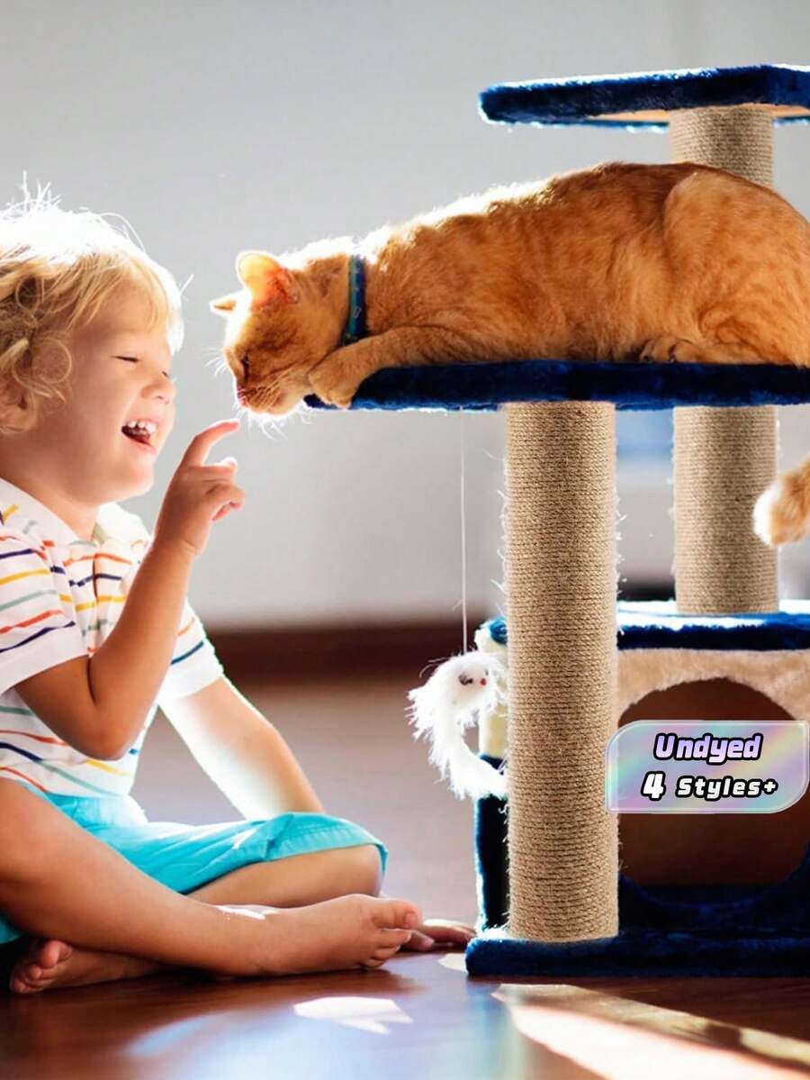 2 postes de reemplazo de árbol para gatos de cuerda de sisal, materiales DIY de cuerda de sisal amarilla para postes rascadores de gatos - Amarillo - Ver 1