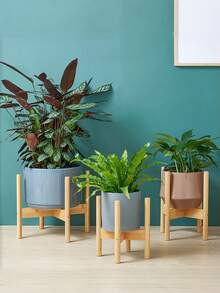 Bamboo Wood Plant Stand Rack 4 Legs Floor Flower Pot Holder Display Shelves For Indoor Outdoor Garden Patio Decorative Home Furniture - Yellow - View 7