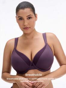 LUVLETTE Plus Dream Curve Support +Smooth Halloween Full Coverage Support Wide Strap Push Up T-Shirt Purple Basic Bra - Purple - View 9