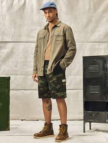 Norleigh Men's Summer New Camouflage Cargo Shorts, Loose Casual Versatile Knee-Length Shorts - Army Green - View 4