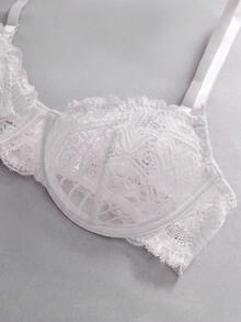 EmpressEnvy 女款性感舒適蕾絲拼接內衣 - 白色 - 查看 3