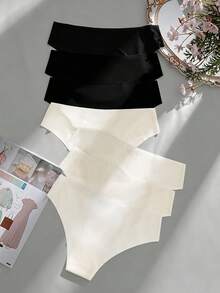 SHEIN 女款無縫隱形可裁剪超薄舒適極簡純色三角內褲 7件/包 - 彩色 - 查看 2