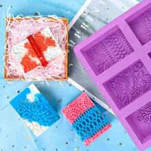 1/2pcs Silicone Soap Molds, 3D Complex Floral Soap Molds, Rectangular Lace Design Soap Molds, Suitable For Handmade Soap, Candle Wax Molds, Soap Bars, Bath Bombs, Reusable As Wedding Gifts - A - View 5
