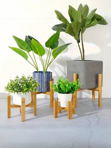 Bamboo Wood Plant Stand Rack 4 Legs Floor Flower Pot Holder Display Shelves For Indoor Outdoor Garden Patio Decorative Home Furniture - Yellow - View 6