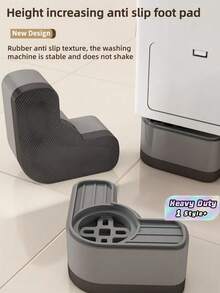 Alas Anti Getaran Mesin Cuci, Peninggi Alas Anti Selip, Kaki Penyeimbang, Peredam Guncangan dan Suara, Dudukan Universal, Penstabil Peralatan Tugas Berat, Pemasangan Mudah, Pelindung Lantai - 4 buah hitam - View 1