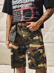 Norleigh Men/Boys' Camouflage Cargo Shorts, Loose Straight Leg Casual Shorts With Pockets, Summer Street Style - Khaki - View 8