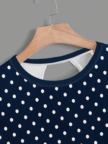 SHEIN Essnce Women's Casual Round Neck Backless Asymmetrical Hem Loose Sleeveless T-Shirt, Suitable For Summer,Summer Top - Navy Blue - View 4