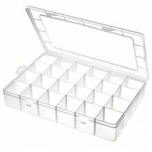 24-Bin Plastic Storage Box With Adjustable Dividers, Suitable For Storing Crafts, Beads, Fishing Gear, Jewelry, Etc. - Transparent - View 2