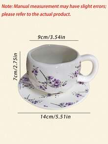 Piring Kecil Keramik Motif Bunga & Burung dengan Permukaan Matte Halus, Cocok untuk Sajian Kopi, Warna Underglaze yang Indah, Tahan Panas - MultiWarna - View 3