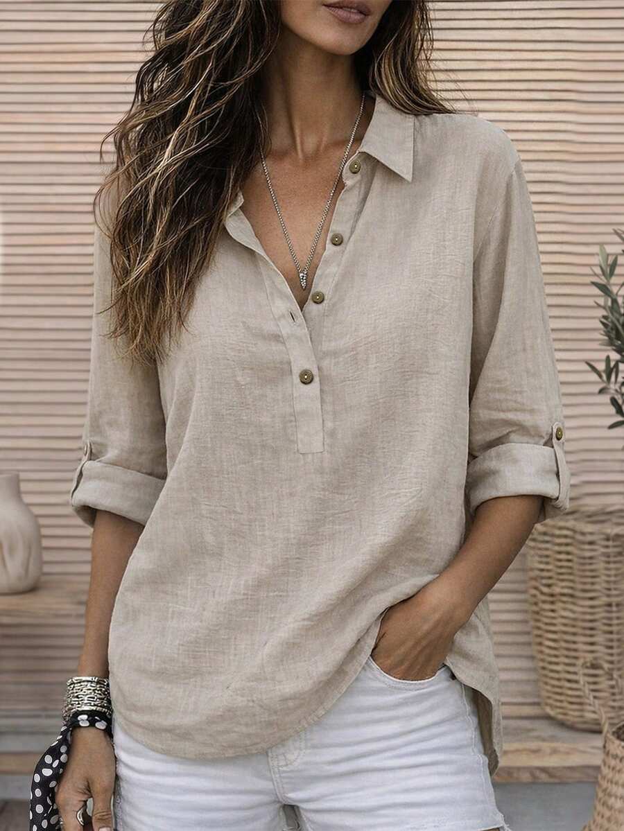 Zayélia Women's Woven Casual Daily Commuting Summer Blouse