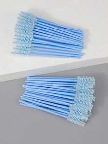 200pcs Disposable Eyelash Brush, Eyelash Comb, Makeup Brush, Makeup Applicator, Eyebrow Comb, Eyelash Applicator, Eyelash Brush, Eyebrow Applicator, For Eyelash And Eyebrow Makeup, Color: Blue - Multicolor - View 5