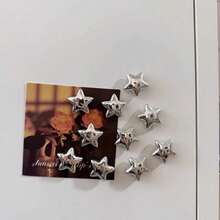 5/10/15pcs Silver Star Fridge Magnets, Sound Absorbing Board Magnetic Stickers, Kitchen Refrigerator Decoration, Fridge Door Decor, Photo Holder, Holiday Gift - silver - View 6