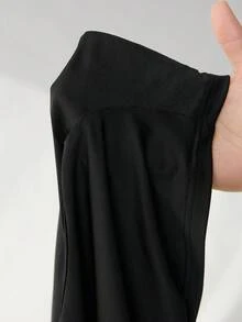 Solflare 2pcs/Set Plus Size Women Black Sleeveless Tank Top & Drawstring Waist Skirt Clothes, Spring Summer - Black and White - View 8