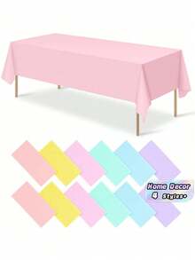 1 Piece Colorful Plastic Rectangular Tablecloth Waterproof Oil Proof Pink White Blue For Wedding Picnic Birthday Easter Holiday Kitchen Home Decor Party Gift Bridal Graduation Bachelorette Celebration Outdoor Indoor Dining Table Cover Housewarming - Multicolor - View 1