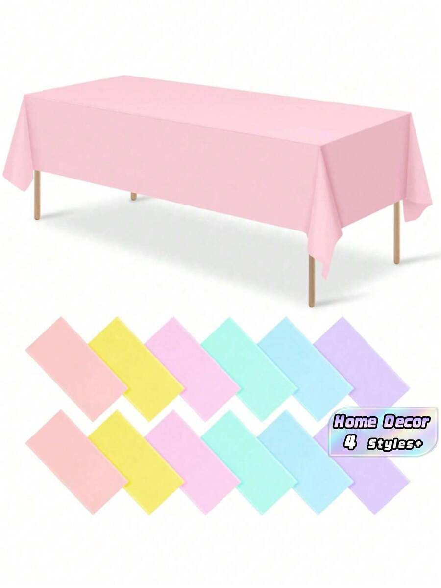 1 Piece Colorful Plastic Rectangular Tablecloth Waterproof Oil Proof Pink White Blue For Wedding Picnic Birthday Easter Holiday Kitchen Home Decor Party Gift Bridal Graduation Bachelorette Celebration Outdoor Indoor Dining Table Cover Housewarming - Multicolor - View 1