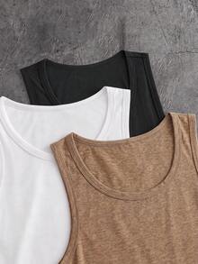 AXEPEAK Casual Men's Solid Color Crew Neck Versatile Tank Top - Multicolor - View 3