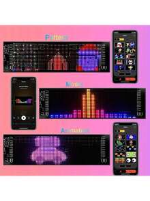Luz de pantalla suave de píxeles LED programable, luz decorativa de coche con ojo de diablo, control por APP con texto DIY, patrón y animación, luz nocturna de pared y escritorio para hogar, bar, sala de juegos y soporte para conciertos - luz policromática - Ver 5