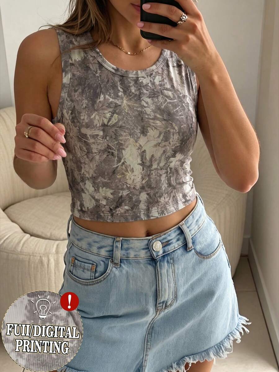 INAWLY Solva 夏季休闲迷彩印花短款背心 - 彩色 - 查看 1