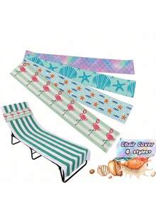 1 Pack 4 Pcs Elastic Beach Towel Straps Windproof Durable Silicone Bands With Hawaiian Floral Print For Chair Pool Lounger Cruise Travel Essential - Multicolor - View 1